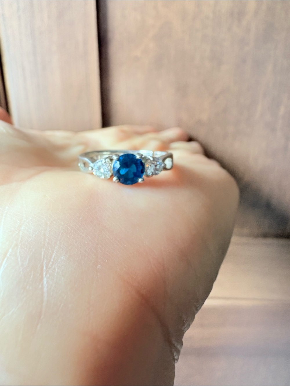Avon Blue Sapphire Look CZ Cocktail Ring 925 Sterling Silver Size 6.5 NWOT